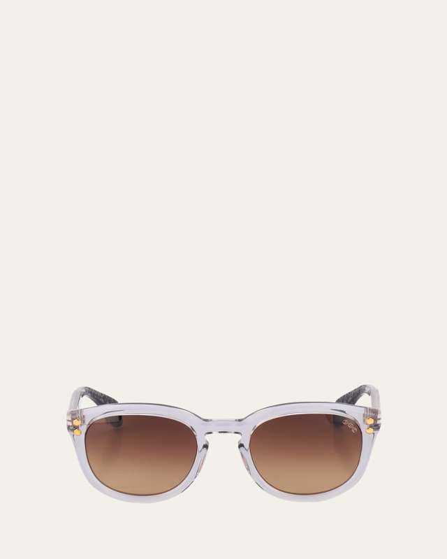 Gradient Grey Acetate Round Sunglasses